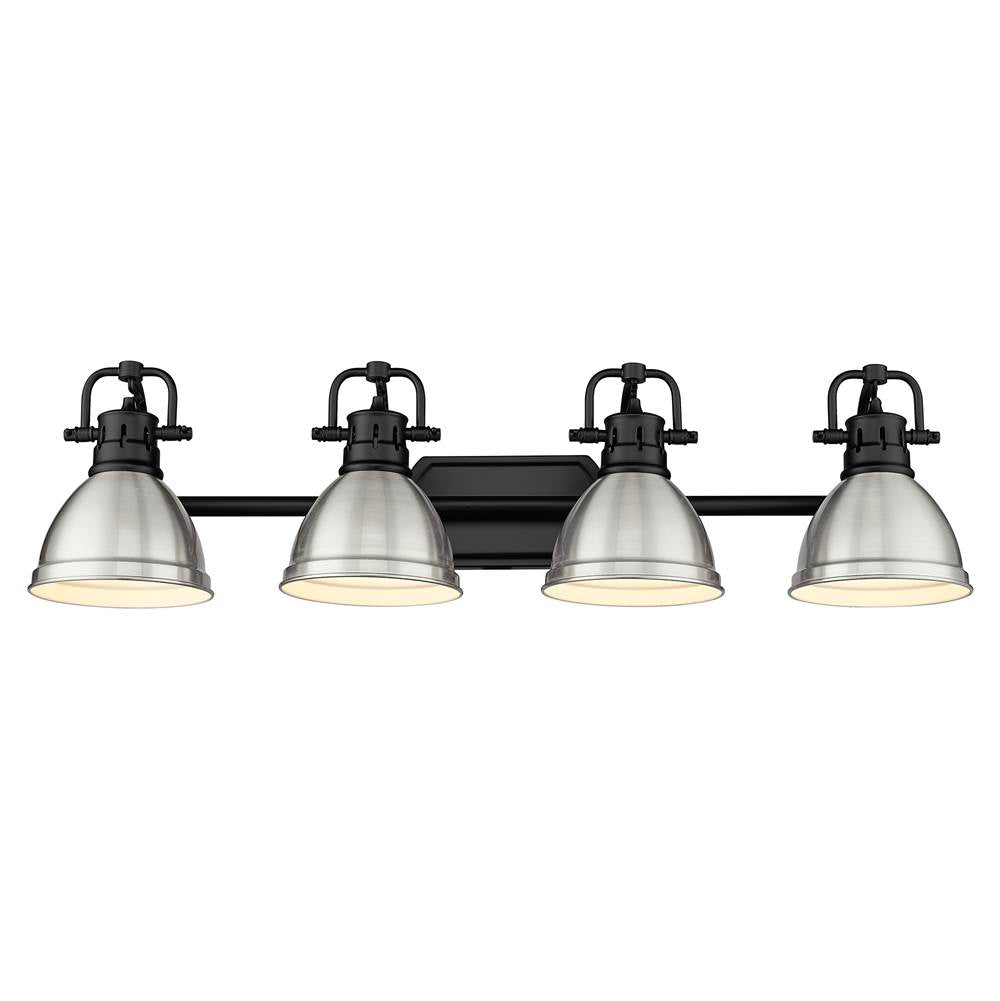 Golden Lighting Duncan Yep By Golden Lighting Duncan 4-light Vanity In Aged Brass And Pewter Shade