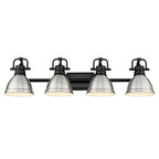Golden Lighting Duncan Yep By Golden Lighting Duncan 4-light Vanity In Aged Brass And Pewter Shade