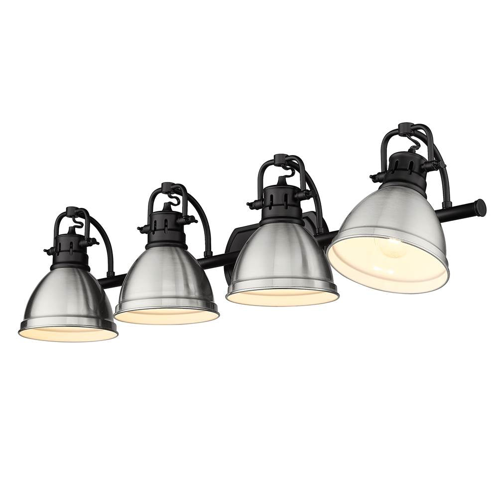 Golden Lighting 3602-BA4 BLK-PW Matte Black Yep By Golden Lighting Duncan 4-light Vanity In Matte Black And Pewter Shade Image 3