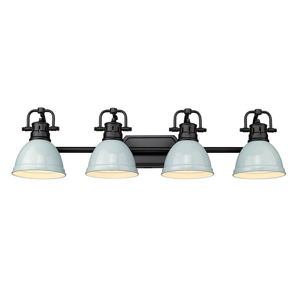 Golden Lighting Duncan Yep By Golden Lighting Duncan 4-light Vanity In Aged Brass And Seafoam Shade