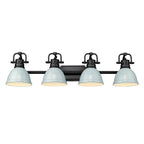 Golden Lighting Duncan Yep By Golden Lighting Duncan 4-light Vanity In Aged Brass And Seafoam Shade