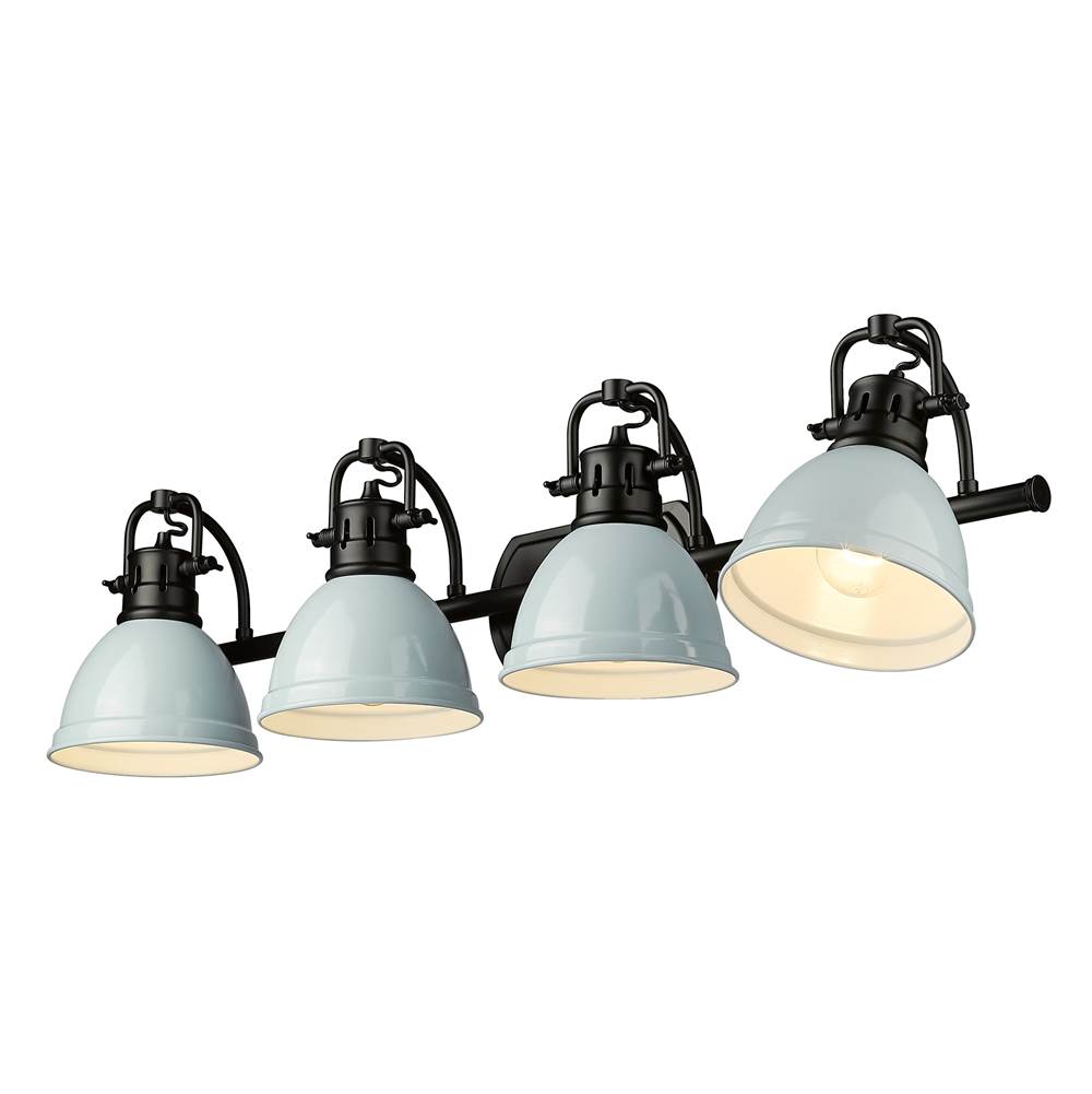 Golden Lighting 3602-BA4 BLK-SF Matte Black Yep By Golden Lighting Duncan 4-light Vanity In Matte Black And Seafoam Shade Image 3