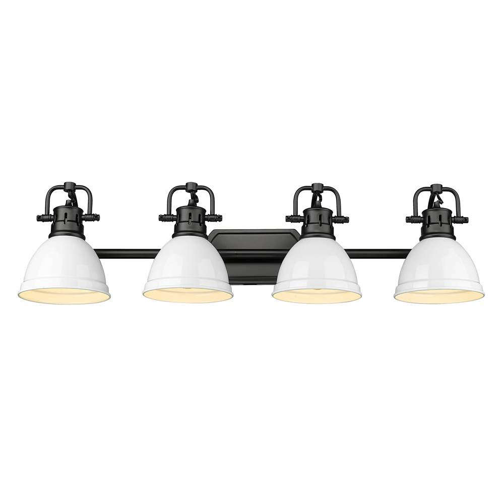 Golden Lighting Duncan Yep By Golden Lighting Duncan 4-light Vanity In Aged Brass And White Shade