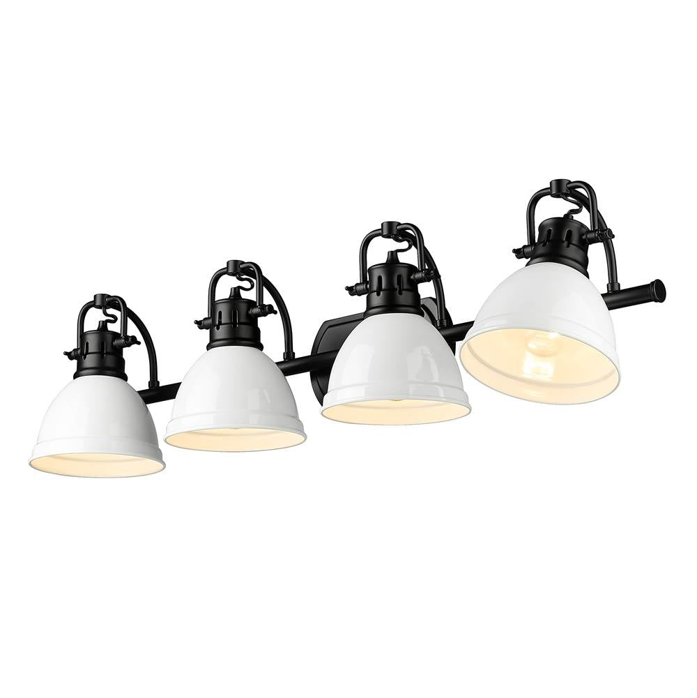Golden Lighting 3602-BA4 BLK-WH Matte Black Yep By Golden Lighting Duncan 4-light Vanity In Matte Black And White Shade Image 3