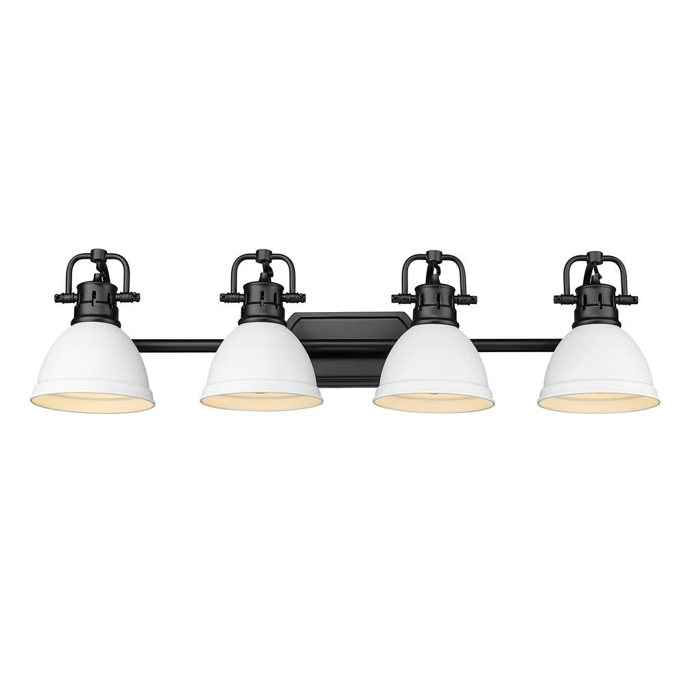 Golden Lighting Duncan Yep By Golden Lighting Duncan 4-light Vanity In Aged Brass And Matte White Shade