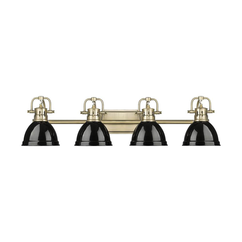 Golden Lighting 3602-BA4 AB-BK Aged Brass Yep By Golden Lighting Duncan 4-light Vanity In Aged Brass And Black Shade Image 1
