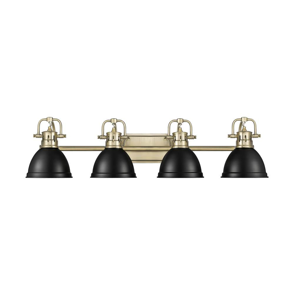 Golden Lighting 3602-BA4 AB-BLK Aged Brass Yep By Golden Lighting Duncan 4-light Vanity In Aged Brass And Matte Black Shade Image 1
