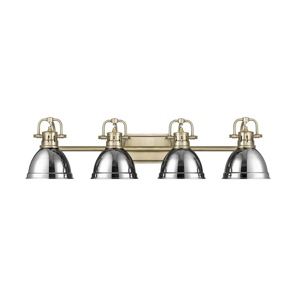 Golden Lighting 3602-BA4 AB-CH Aged Brass Yep By Golden Lighting Duncan 4-light Vanity In Aged Brass And Chrome Shade Image 1