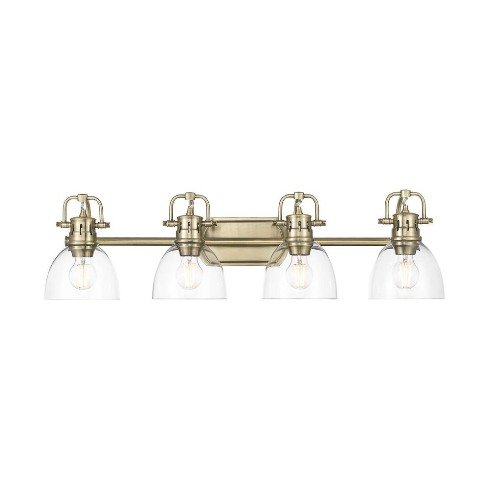 Golden Lighting 3602-BA4 AB-CLR Aged Brass Yep By Golden Lighting Duncan 4-light Vanity In Aged Brass And Clear Glass Image 1