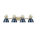 Golden Lighting 3602-BA4 AB-NVY Aged Brass Yep By Golden Lighting Duncan 4-light Vanity In Aged Brass And Navy Blue Shade Image 1