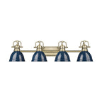 Golden Lighting 3602-BA4 AB-NVY Aged Brass Yep By Golden Lighting Duncan 4-light Vanity In Aged Brass And Navy Blue Shade Image 1