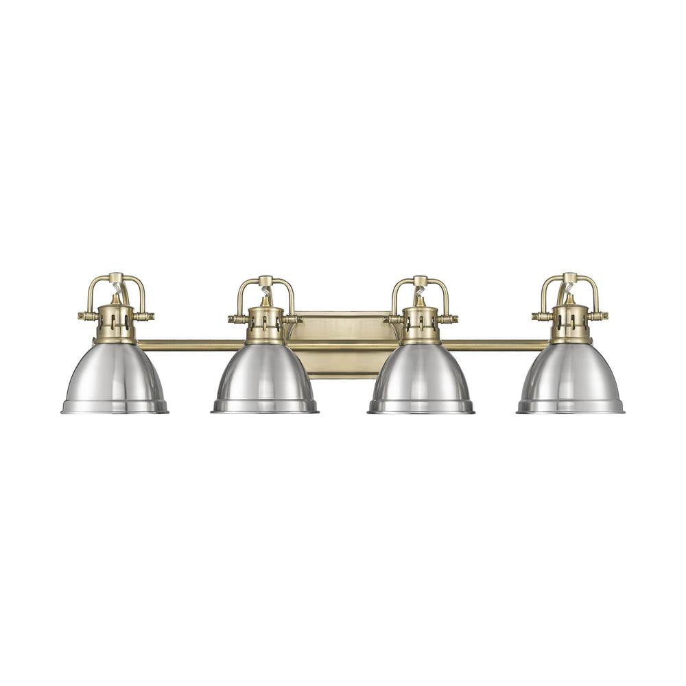 Golden Lighting 3602-BA4 AB-PW Aged Brass Yep By Golden Lighting Duncan 4-light Vanity In Aged Brass And Pewter Shade Image 1