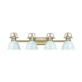 Golden Lighting 3602-BA4 AB-SF Aged Brass Yep By Golden Lighting Duncan 4-light Vanity In Aged Brass And Seafoam Shade Image 1