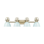 Golden Lighting 3602-BA4 AB-SF Aged Brass Yep By Golden Lighting Duncan 4-light Vanity In Aged Brass And Seafoam Shade Image 1