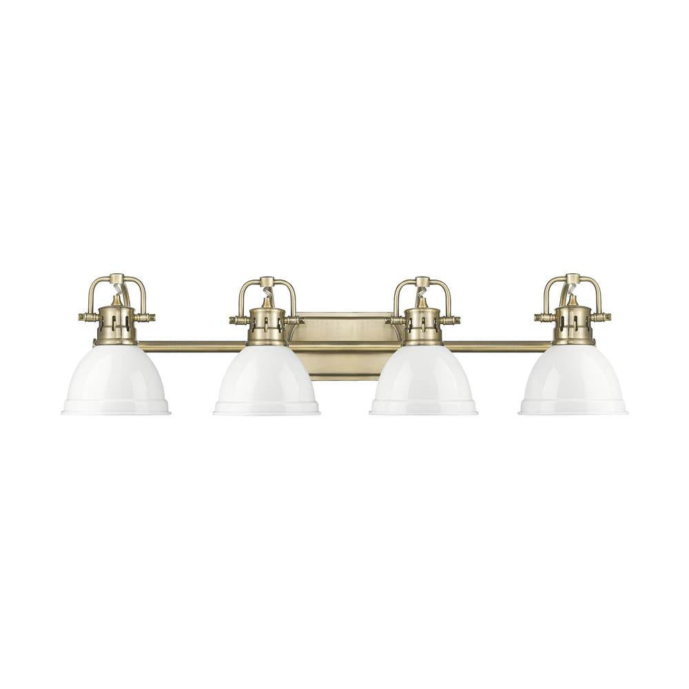 Golden Lighting 3602-BA4 AB-WH Aged Brass Yep By Golden Lighting Duncan 4-light Vanity In Aged Brass And White Shade Image 1