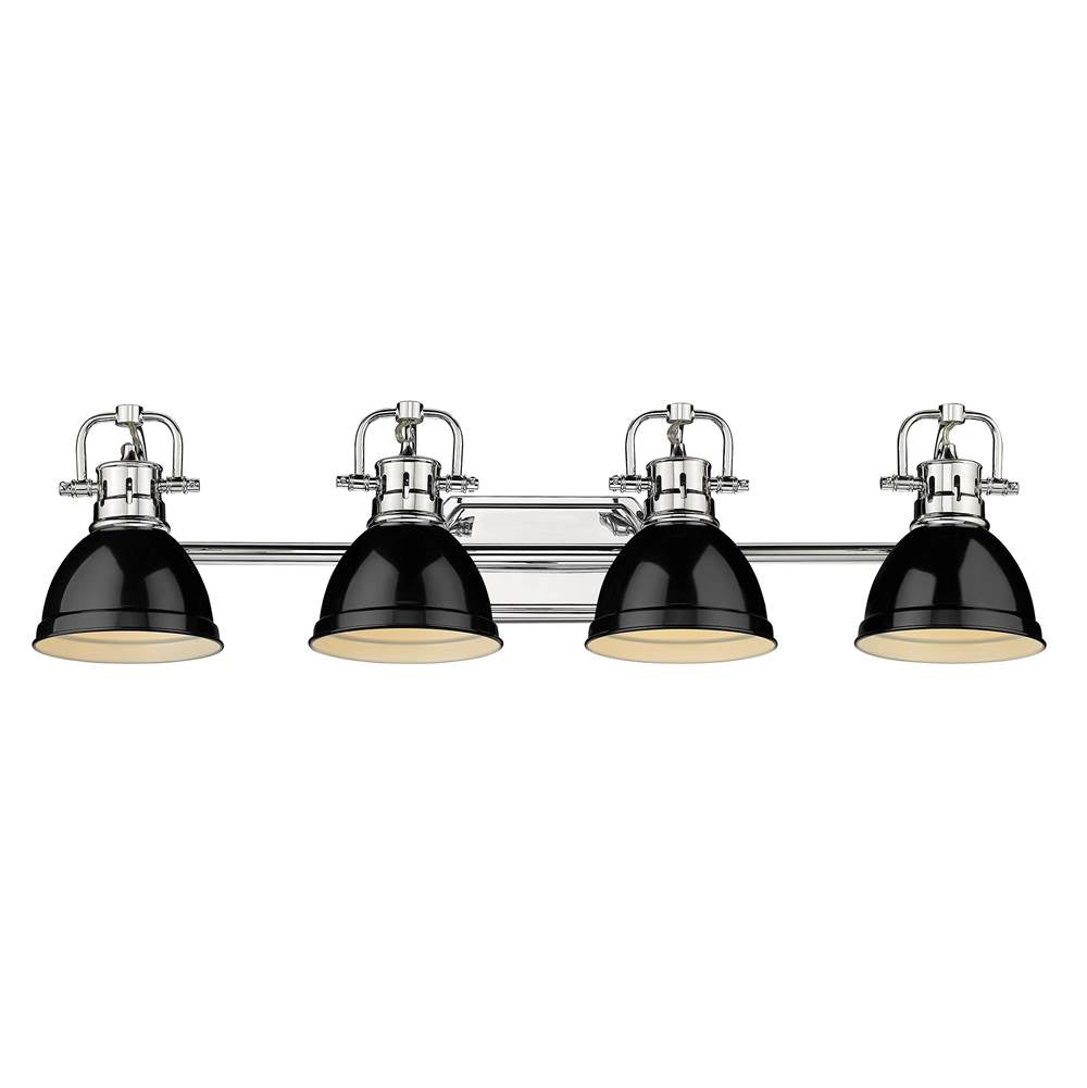 Golden Lighting Duncan Yep By Golden Lighting Duncan 4-light Vanity In Aged Brass And Black Shade