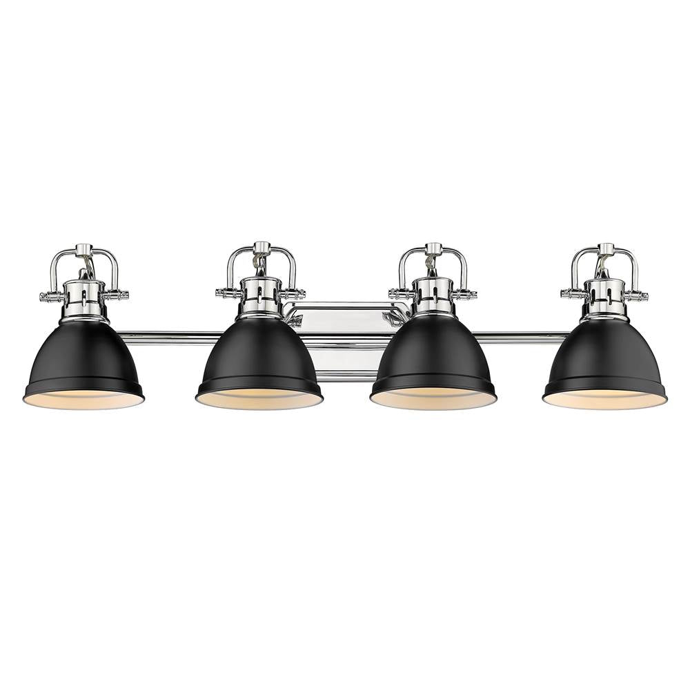 Golden Lighting Duncan Yep By Golden Lighting Duncan 4-light Vanity In Aged Brass And Matte Black Shade