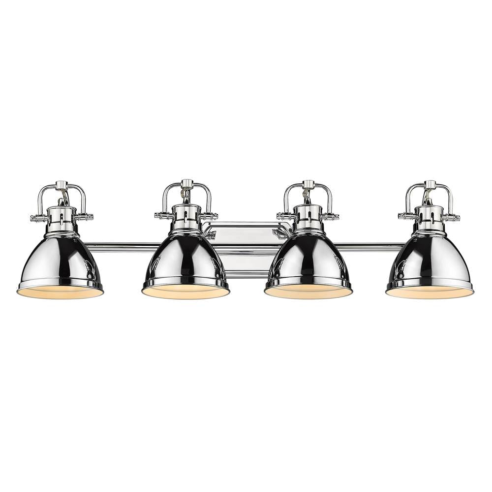 Golden Lighting Duncan Yep By Golden Lighting Duncan 4-light Vanity In Aged Brass And Chrome Shade