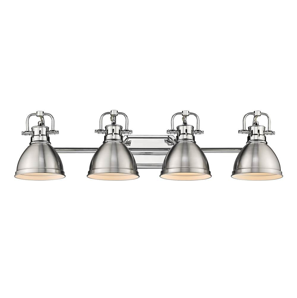 Golden Lighting Duncan Yep By Golden Lighting Duncan 4-light Vanity In Aged Brass And Pewter Shade