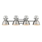 Golden Lighting Duncan Yep By Golden Lighting Duncan 4-light Vanity In Aged Brass And Pewter Shade