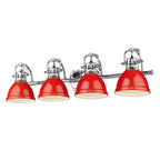 Golden Lighting 3602-BA4 CH-RD Chrome Yep By Golden Lighting Duncan 4-light Vanity In Chrome And Red Shade Image 1