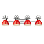 Golden Lighting Duncan Yep By Golden Lighting Duncan 4-light Vanity In Chrome And Red Shade