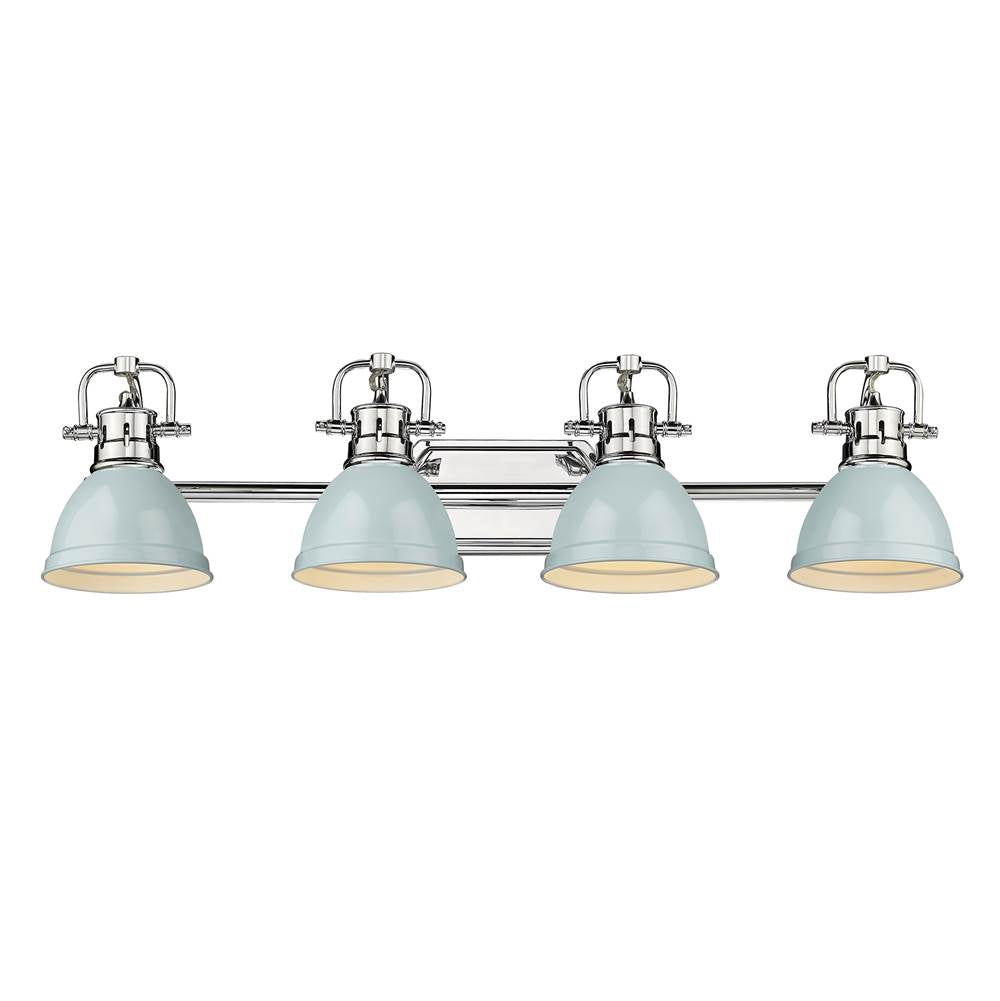 Golden Lighting Duncan Yep By Golden Lighting Duncan 4-light Vanity In Aged Brass And Seafoam Shade