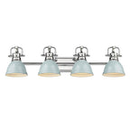 Golden Lighting Duncan Yep By Golden Lighting Duncan 4-light Vanity In Aged Brass And Seafoam Shade