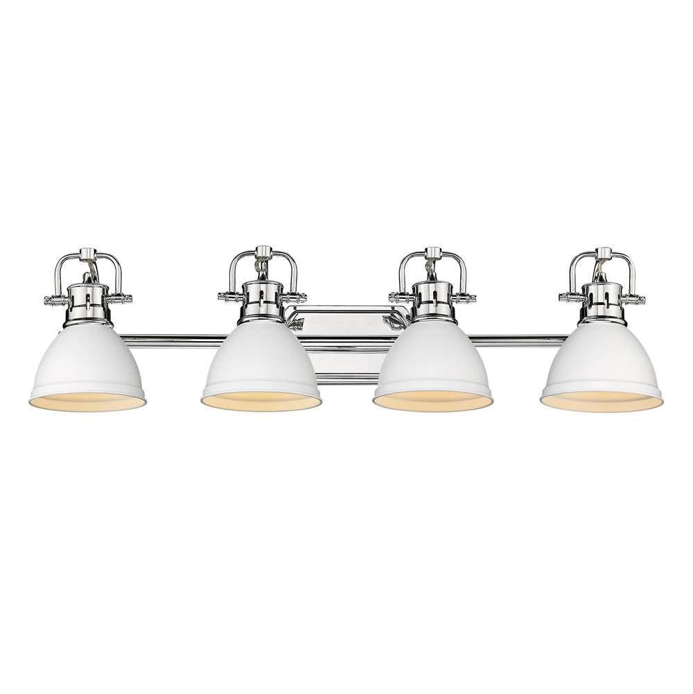 Golden Lighting Duncan Yep By Golden Lighting Duncan 4-light Vanity In Aged Brass And Matte White Shade