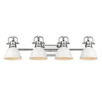 Golden Lighting Duncan Yep By Golden Lighting Duncan 4-light Vanity In Aged Brass And White Shade