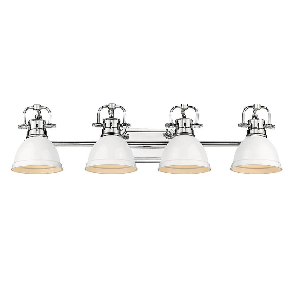 Golden Lighting Duncan Yep By Golden Lighting Duncan 4-light Vanity In Aged Brass And White Shade