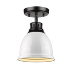 Golden Lighting 3602-FM BLK-WH Matte Black Wry Lighting Duncan 1-light Flush Mount In Matte Black And White Shade Image 1