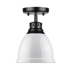 Golden Lighting Duncan Wry Lighting Duncan 1-light Flush Mount In Matte Black And White Shade