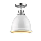 Golden Lighting 3602-FM CH-WH Chrome Wry Lighting Duncan 1-light Flush Mount In Chrome And White Shade Image 1