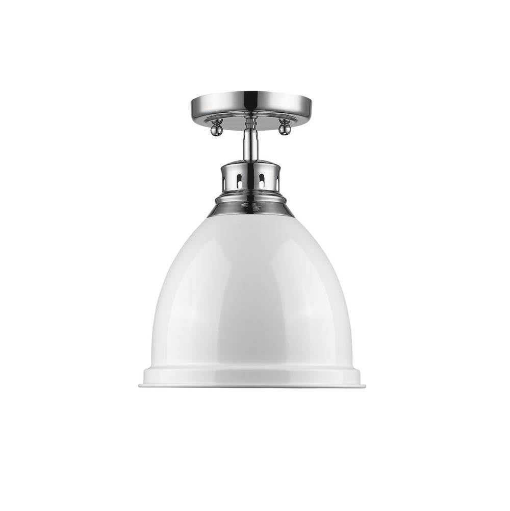 Golden Lighting Duncan Wry Lighting Duncan 1-light Flush Mount In Matte Black And White Shade