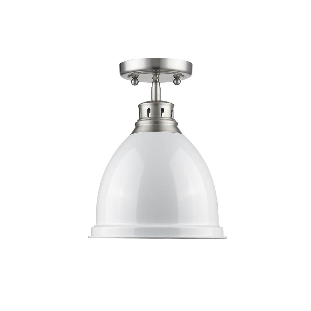 Golden Lighting Duncan Wry Lighting Duncan 1-light Flush Mount In Matte Black And White Shade