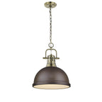 Golden Lighting 3602-L AB-RBZ Aged Brass Yep By Golden Lighting Duncan 1-light 14in Chain Hung Pendant In Aged Brass And Rubbed Bronze Shade Image 1