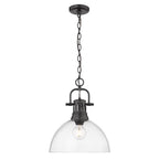Golden Lighting Duncan Yep By Golden Lighting Duncan 1-light 14in Chain Hung Pendant In Aged Brass And Clear Glass