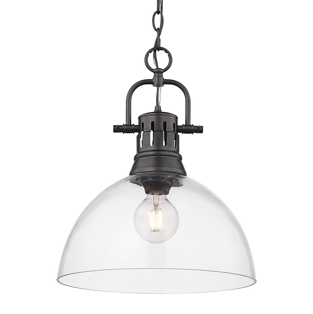 Golden Lighting 3602-L BLK-CLR Matte Black Yep By Golden Lighting Duncan 1-light 14in Chain Hung Pendant In Matte Black And Clear Glass Image 4