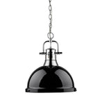 Golden Lighting Duncan Yep By Golden Lighting Duncan 1-light 14in Chain Hung Pendant In Aged Brass And Black Shade