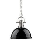 Golden Lighting Duncan Yep By Golden Lighting Duncan 1-light 14in Chain Hung Pendant In Aged Brass And Black Shade