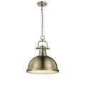 Golden Lighting 3602-L AB-AB Aged Brass Yep By Golden Lighting Duncan 1-light 14in Chain Hung Pendant In Aged Brass Image 1