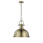 Golden Lighting Duncan Yep By Golden Lighting Duncan 1-light 14in Chain Hung Pendant In Aged Brass