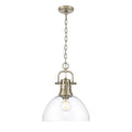 Golden Lighting 3602-L AB-CLR Aged Brass Yep By Golden Lighting Duncan 1-light 14in Chain Hung Pendant In Aged Brass And Clear Glass Image 1