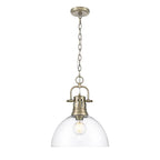 Golden Lighting 3602-L AB-CLR Aged Brass Yep By Golden Lighting Duncan 1-light 14in Chain Hung Pendant In Aged Brass And Clear Glass Image 1