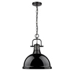 Golden Lighting Duncan Yep By Golden Lighting Duncan 1-light 14in Chain Hung Pendant In Aged Brass And Black Shade