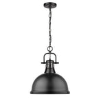 Golden Lighting Duncan Yep By Golden Lighting Duncan 1-light 14in Chain Hung Pendant In Aged Brass And Matte Black Shade