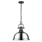 Golden Lighting Duncan Yep By Golden Lighting Duncan 1-light 14in Chain Hung Pendant In Aged Brass And Chrome Shade
