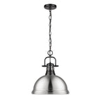 Golden Lighting Duncan Yep By Golden Lighting Duncan 1-light 14in Chain Hung Pendant In Aged Brass And Pewter Shade