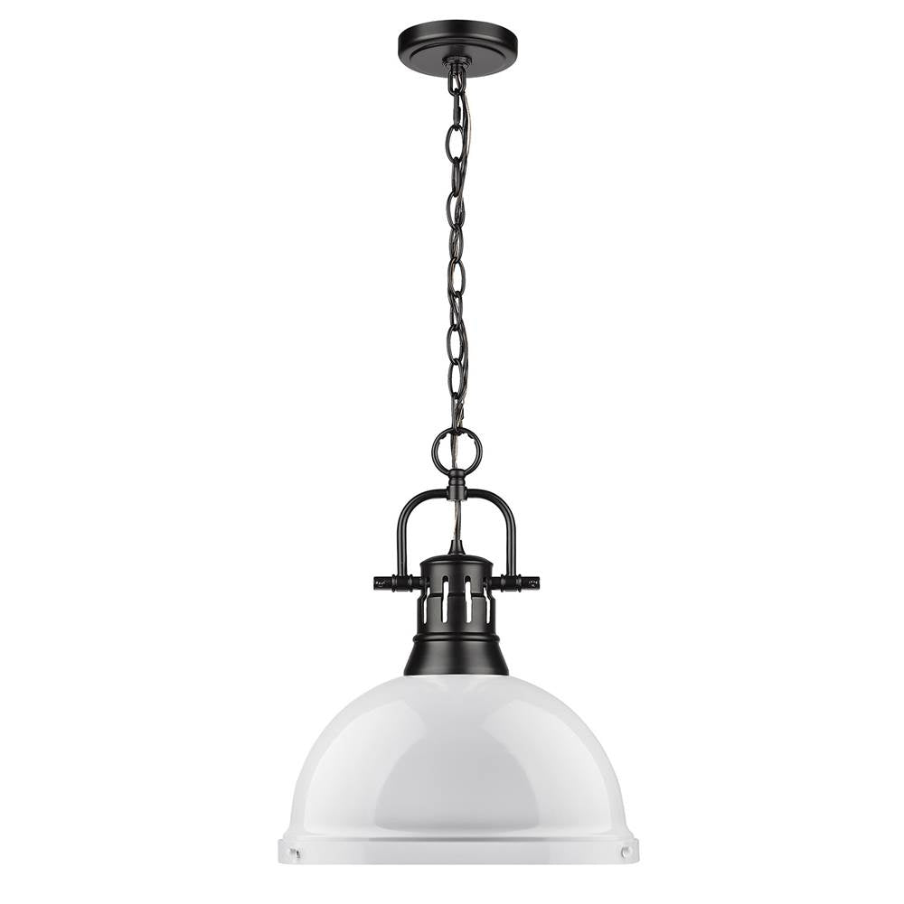 Golden Lighting Duncan Yep By Golden Lighting Duncan 1-light 14in Chain Hung Pendant In Aged Brass And White Shade